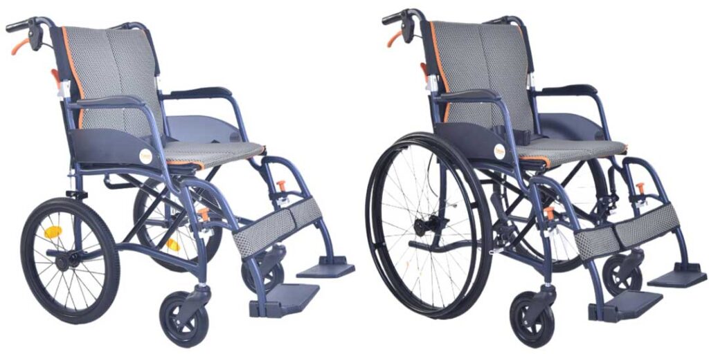 nieuwe rolstoel en transportrolstoel magnesium ultra lichtgewicht